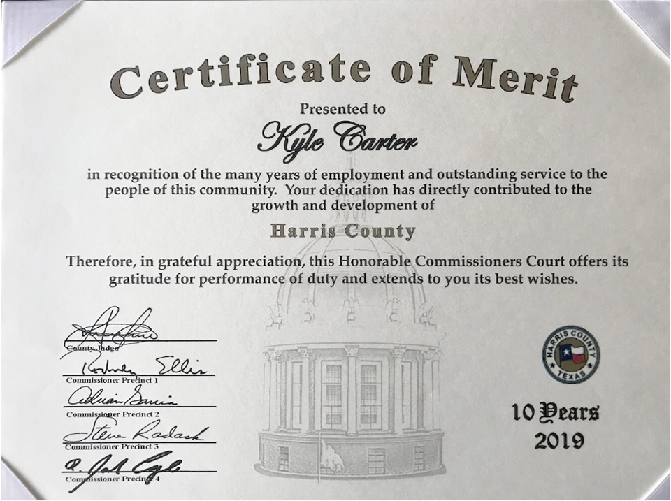 Harris County Certificate of Merit
